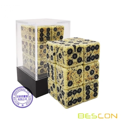 Bescon Old Looking Ancient Bone Dice D6 16mm 12pcs Set, 16mm Six